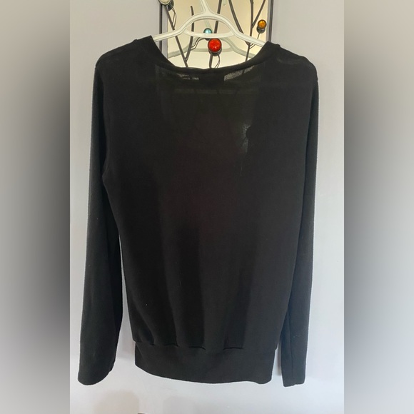 New Woman Design - black cardigan with ruffles down center of chest to hem - Picture 4 of 4